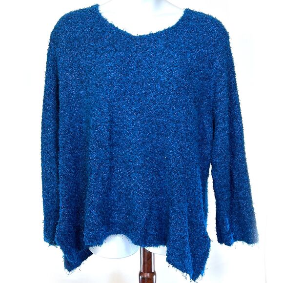 Avenue Plus 26/28 Blue Nubby Texture Pullover Sweater - Picture 1 of 6